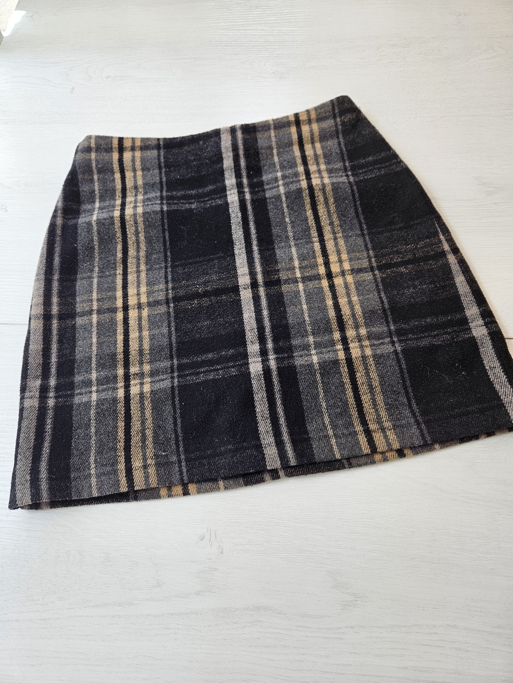 Riley & Rae Plaid Mini Skirt in Black and Tan